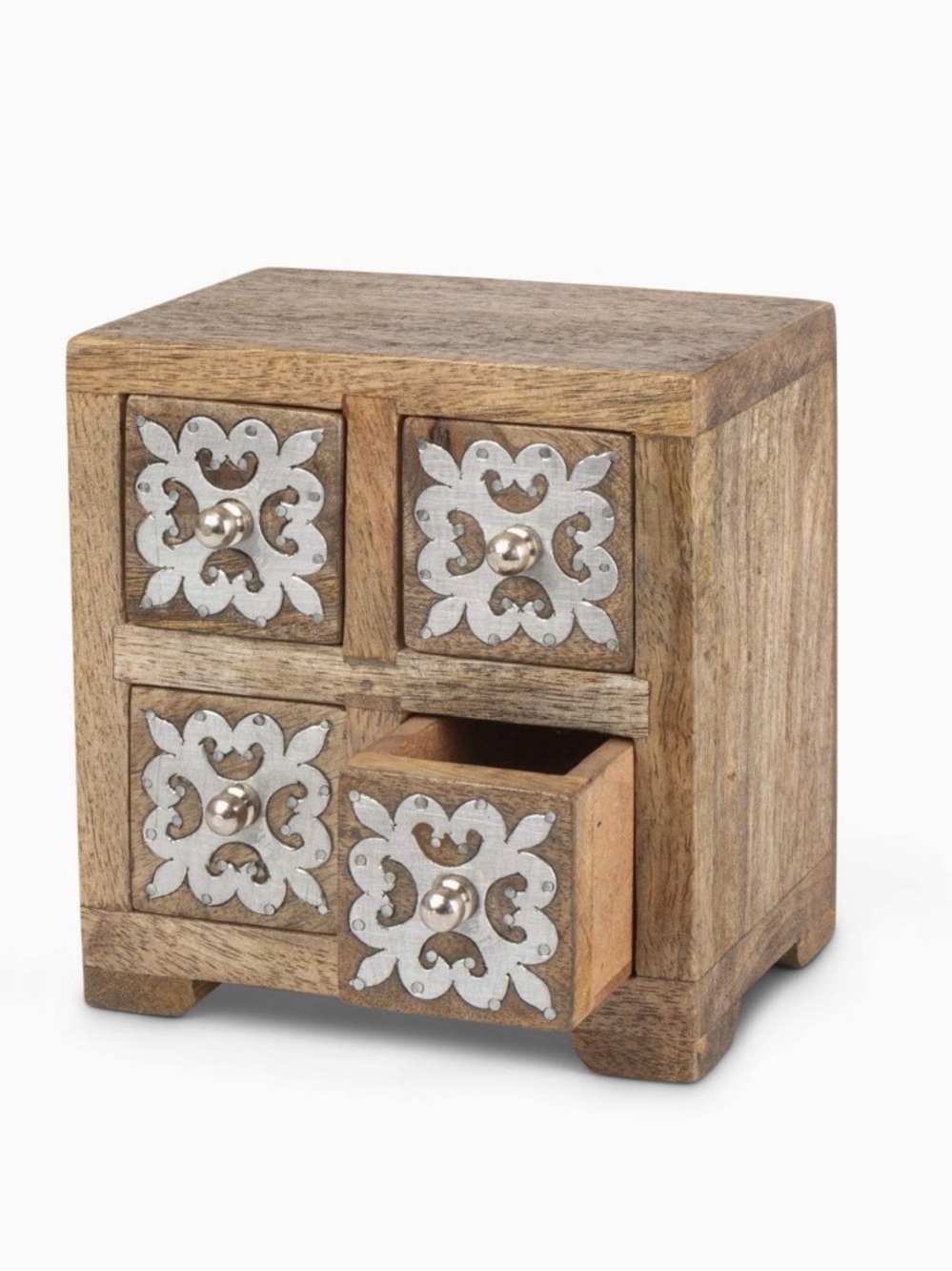 GG COLLECTION HERITAGE Mango Wood Inlay 4-Drawer Box Home Decor